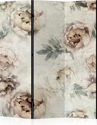 Image de LUMASOUL Paravent double face, paravent séparateur d'espace intérieur, motif floral, 135x172 cm