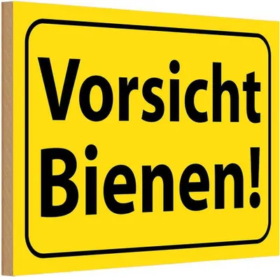 Produktbild von vianmo Holzschild 12x18 cm Vorsicht Bienen Honig Imker Warnschild Hinweisschild