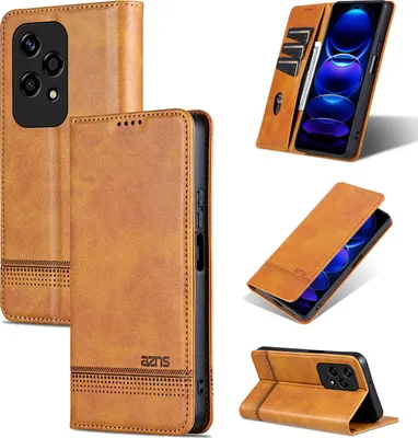 Produktbild von Leder Hülle für Honor 200 Lite, Klapphüllen Brieftasche Magnetverschluss Ständer Schutzhülle Gelb