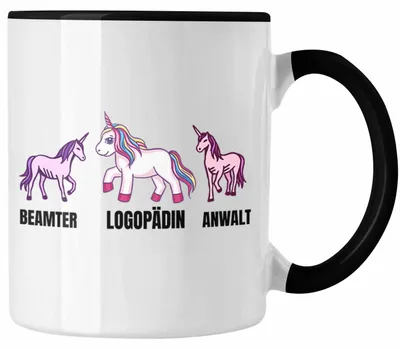Produktbild von Logopädin Tasse Geschenk Einhorn Geschenkidee Logopädie (Schwarz)
