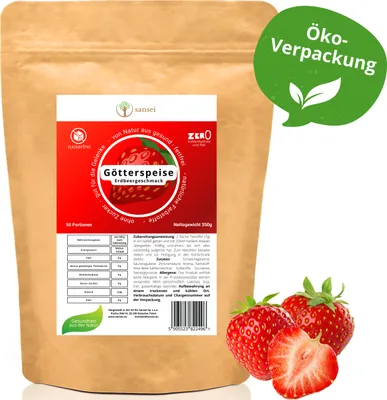 Produktbild von SANSEI Götterspeise Erdbeere 350g bis zu 50 Portionen - Zuckerfrei, Glutenfrei, ohne Fett, keine Kohlenhydrate