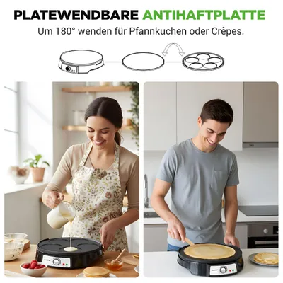 Imagen del producto de NutriChef, máquina para hacer crepes de 32 cm con placa reversible desmontable, superficie antiadherente