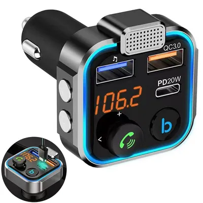 Produktbild von Bluetooth FM Transmitter Auto BT5.0 KFZ Adapter QC3.0 PD20W Freisprechanlage MP3 Player USB C Ladegerät