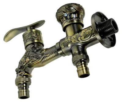 Produktbild von Doppelauslauf-Wasserhahn zur Wandmontage für Waschmaschine und Garten