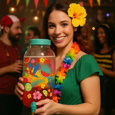 Getränkespender 4 l, mehrfarbig transparent, wiederverwendbar, für Partys