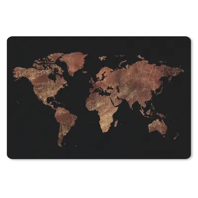 Produktbild von MuchoWow® Schreibtischunterlage Weltkarte - Rot - Gold 60x40 cm - XXL Mauspad - Großes Mauspad