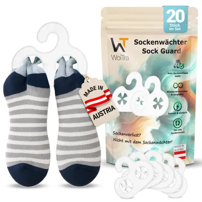 Produktbild von Sockenhalter Kunststoff, 20 Stück, weiß, für die Wäscheorganisation