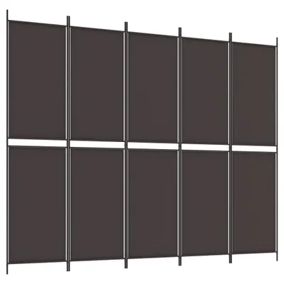Zdjęcie produktu dla vidaXL 5-cz. Tkanina Paravent brązowy 250x200 cm