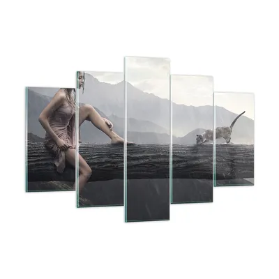 Produktbild von Bilder auf glas - Tiere Katze Mode Modell - 150x100cm - Glasbilder - Wandbilder - Kunstdruck - zum Aufhängen bereit - Wanddekoration aus Glas - Glas Bilder - Wandbild auf Glas - GEA150x100-2134
