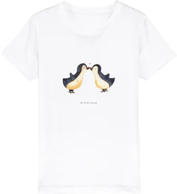 Produktbild von Mr. & Mrs. Panda Kleinkinder T-Shirt Pinguin Liebe 12-14 Jahre (152/164) - Weiß - Geschenk, Kinder Jungen, Love, Kindershirt, Freundin, Vertraut, Pinguine, Baumwoll