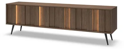 Produktbild von TV-Lowboard Fernsehtisch 4-türig LUPO 183 cm Eiche Dunin 4x LED-Beleuchtung Metallfüße Modern