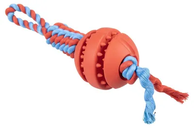 Produktbild von Duvo+ Hundespielzeug Rubrop Zerrseil mit Ball rot, Maße: 33 x 8 x 8 cm