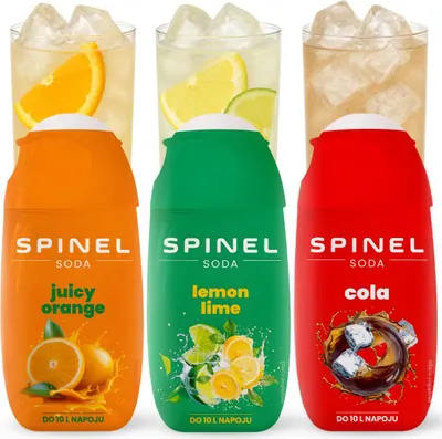 Produktbild von Spinel Soda Zitrone Limette Orange Cola Sirup 65ml, 3 Stück für SodaStream Wassersprudler