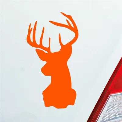 Produktbild von Auto Aufkleber Hirsch Geweih Jäger Wild Tier Rudi 12x6,5 cm Orange Sticker Heckscheibenaufkleber