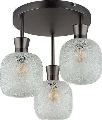 Produktbild von GLOBO 15945-3D BROKANA Deckenleuchte Metall schwarz-chrom matt, Metall schwarz-chrom, Glas, Mosaik klar, ø: 330mm, H: 305mm, 2 verschiedene Höhen: 30,5cm, 26,5cm und 22,5cm, exkl. 3x E14 40W 230V
