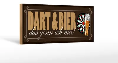 Produktbild von Holzschild  Dart & Bier das gönn ich mir, 27x10 cm, Holzschilder Spruch Sport Hobby