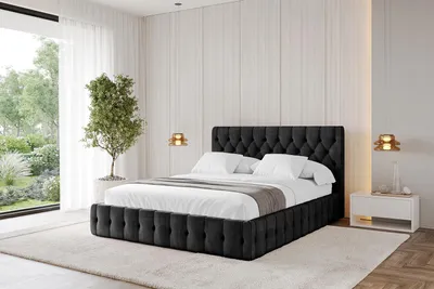 Produktbild von ALTDECOR Polsterbett mit Bettkasten - LARO 180x200 Schwarz  und Lattenrost, Bett mit Kopfteil, Boxbett ohne Matratze, Doppelbett mit Stauraum