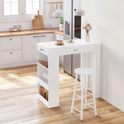 Obrázok produktu pre Prenosný kuchynský stôl – 100 × 100 × 50 cm – biely