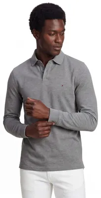Produktbild von Tommy Hilfiger Poloshirt langarm grau meliert