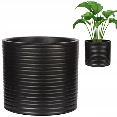 Produktbild von Skandi.pl Keramik Übertopf Zylinder Schwarz 17cm Matt für Wohnzimmer