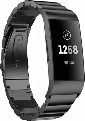 Produktbild von Strap-it Fitbit Charge 4 Metallarmband (Schwarz)