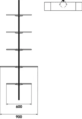 Immagine prodotto di Naber 8041233 set di scaffali in lamiera transFORM 900 x 200 mm (L x P) per scaffalature, nero opaco