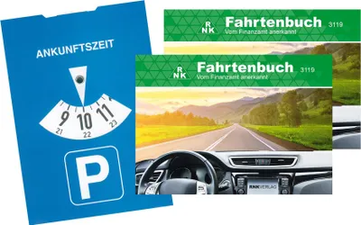 Produktbild von 2x Fahrtenbuch / A6 quer / 40 Blatt + Parkscheibe
