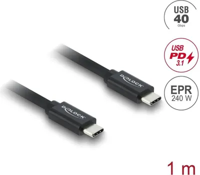 Produktbild von Delock Koaxiales USB 40 Gbps Kabel USB PD 3.1 240 W 1 m