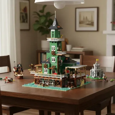 Produktbild von BlockBuddie™ Klemmbausteine Altes Fischereihüttenhaus 2361 Teile Mittelalterlich Modulare Gebäude Ziegel Modellbausatz Spielzeug Geschenk Erwachsene K