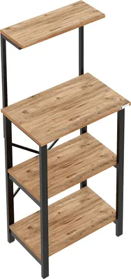 Immagine prodotto di Scaffale da cucina - Scaffale per microonde - Scaffale da panettiere con 4 ripiani - Scaffale in piedi - Scaffale per erbe da cucina - Design industriale - 60 x 40 x 128 cm - Armadio per microonde in pino atlantico