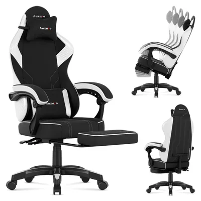 Obrázek produktu pro Herní židle Huzaro Force 3.7 bílá, nastavitelné opěradlo, bederní a krční polštář, opěrka nohou, měkké područky, tichá kolečka