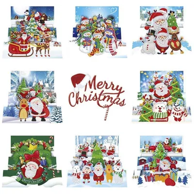 Image de Kit de cartes de vœux "Diamant" à réaliser soi-même, comprenant 8 cartes : cartes de Noël, cartes de vacances, cartes d'anniversaire
