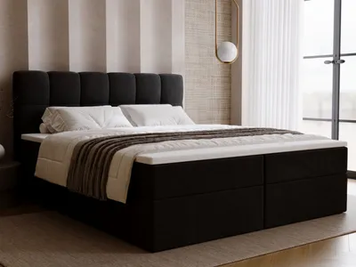 Produktbild von GrainGold Boxspringbett Maison 160x200 - Bett mit Matratze und Topper - Boxspringbett mit Bettkasten und Matratze - Boxspringbett Schwarz (Royal 31)
