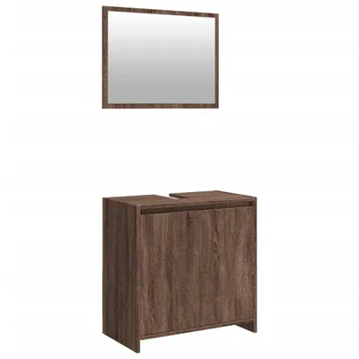 Produktbild von 2-tlg. Badmöbel-Set Braun Eichen-Optik Holzwerkstoff