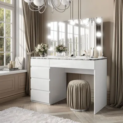 Produktbild von Kosmetiktisch AURORA II SILVER ELITE mit Spiegel und Beleuchtung