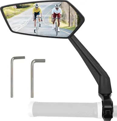Obrázok produktu pre Zrkadlo na bicykel HD z pravého skla, extra veľké, odolné voči nárazom, 21-25,4 mm, pre ľavú stranu