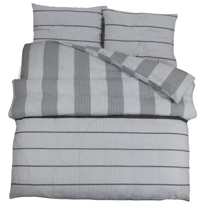 Image de vidaXL Ensemble de literie Gris 200x200 cm coton