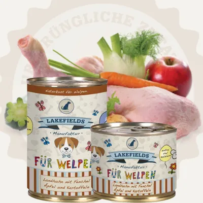 Produktbild von Lakefields Dosenfleisch-Menü Huhn für Welpen, 6 x 400 g