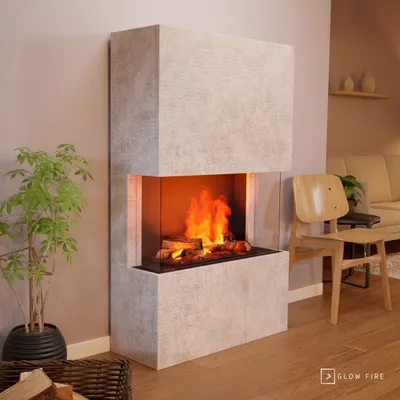Produktbild von GLOW FIRE Elektrokamin 'Tucholsky 3-sided ' | Wasserdampf Kamin mit OMC 600 inkl. Holz in weiß | HxBxT: 150x91x35 cm