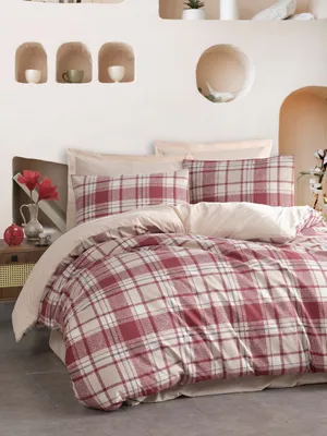 Zdjęcie produktu dla L'Essentiel Linge de Maison, pojedyncza poszwa na kołdrę XXL (EN), ecru - czerwona, 65% BAWEŁNA / 35% POLIESTER, czerwona, 155 x 220 cm