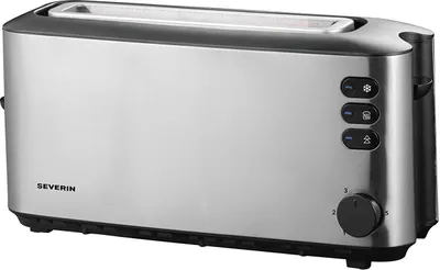 Productafbeelding van Severin AT 2515: Toaster met lange sleuven, roestvrijstalen behuizing, stopfunctie, ontdooifunctie, bruiningsregeling, broodrooster en "Cool Wall"-technologie