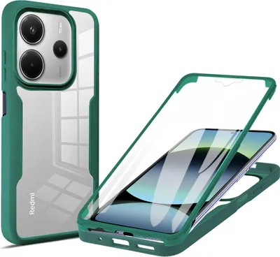 Image de Etui pour Xiaomi Redmi Note 14 5G, protection complète à 360° avec protecteur d'écran intégré vert