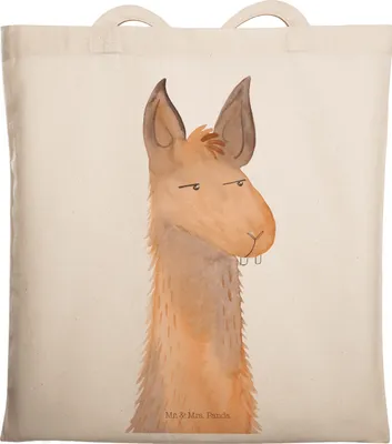 Produktbild von Mr. & Mrs. Panda Tote Bag Lamakopf Genervt - Transparent - Geschenk, Tasche, Chef, Schultasche, Chefin, dokumententasche, Recht haben, Lama, Beutel, Jutebeutel, Azubi