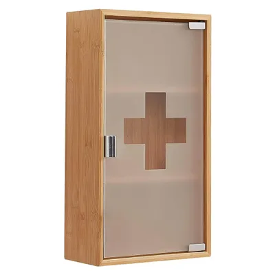 Produktbild von Theo&Cleo Medizinschrank aus Bambus, Erste Hilfe Schrank, Medikamentenschrank (3 Fächer)