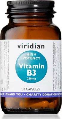 Obrázok produktu pre Viridian Vysoko účinný vitamín B3, 30 kapsúl