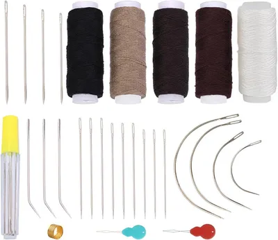Produktbild von 29-teiliges Leder-Nähset mit Nadeln, gewachstem Faden und Fingerhut zur Reparatur von Sofas, Schuhen und Handtaschen
