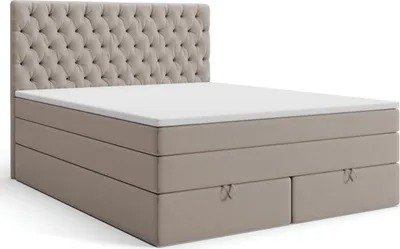 Produktbild von Boxspringbett LONI mit Bettkasten, Federkern +Topper (160 x 200 cm, Beige - SWING 03)