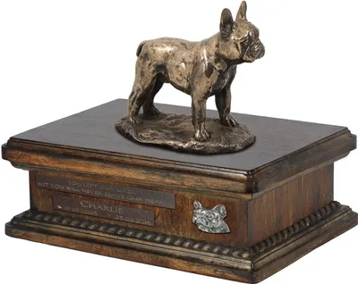 Produktbild von Französische Bulldogge I urne in Hundeasche, personalisierte Urne mit Statue, Holzurne mit Hund von Art-Dog