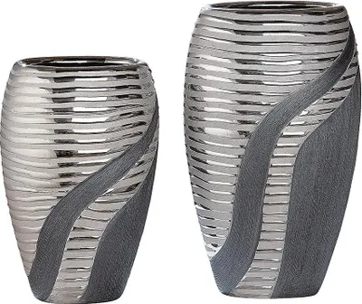 Immagine prodotto di GILDE Vaso, "Sevilla", a righe, in Vetroceramica, color antracite, color argento, , l. 8 cm, l. 13 cm, h. 19,5 cm 28090