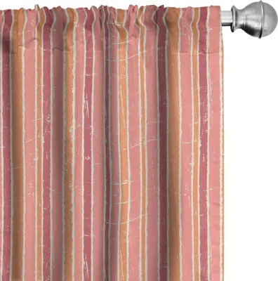 Produktbild von ABAKUHAUS Grunge Vorhänge, Gardinen, Abstrakt vertikale Streifen in Trübe Pastelltöne Geometrische Linien Retro, 2 Stück 75 x 225 cm, Salmon Pale Orange Pink